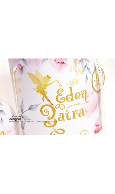 Trusou botez brodat pentru fetite personalizat cu licurici si clopotei, Gradina secreta 13